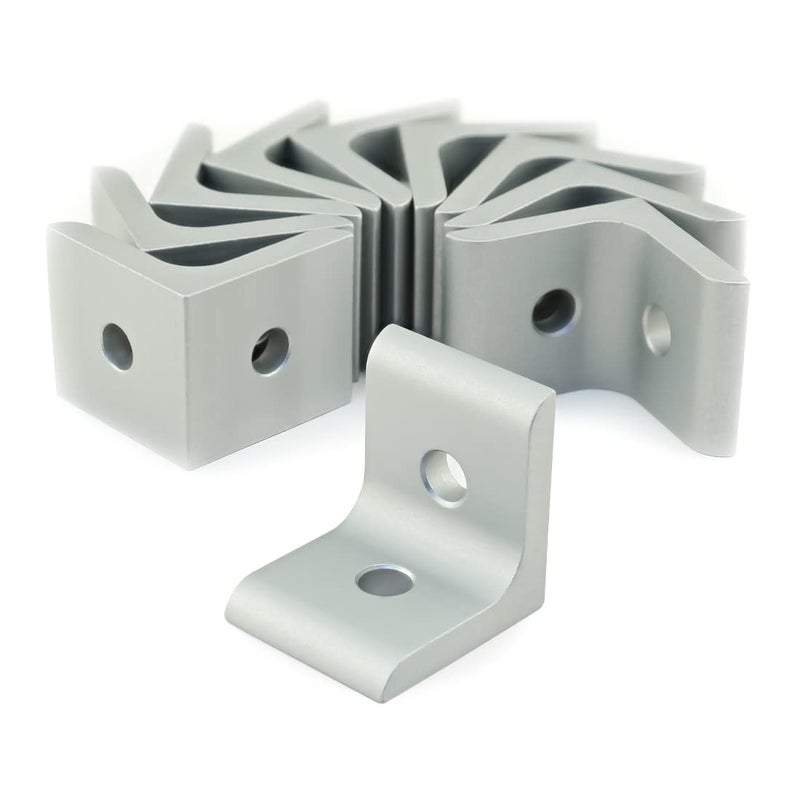 80/20 8020, 4302, 15 Series Aluminum 2 Hole Inside Corner Bracket 90 Degree Angle Bracket for 80/20 T Slot Extruded Aluminum Extrusion (10, Clear Anodize) - Image 1